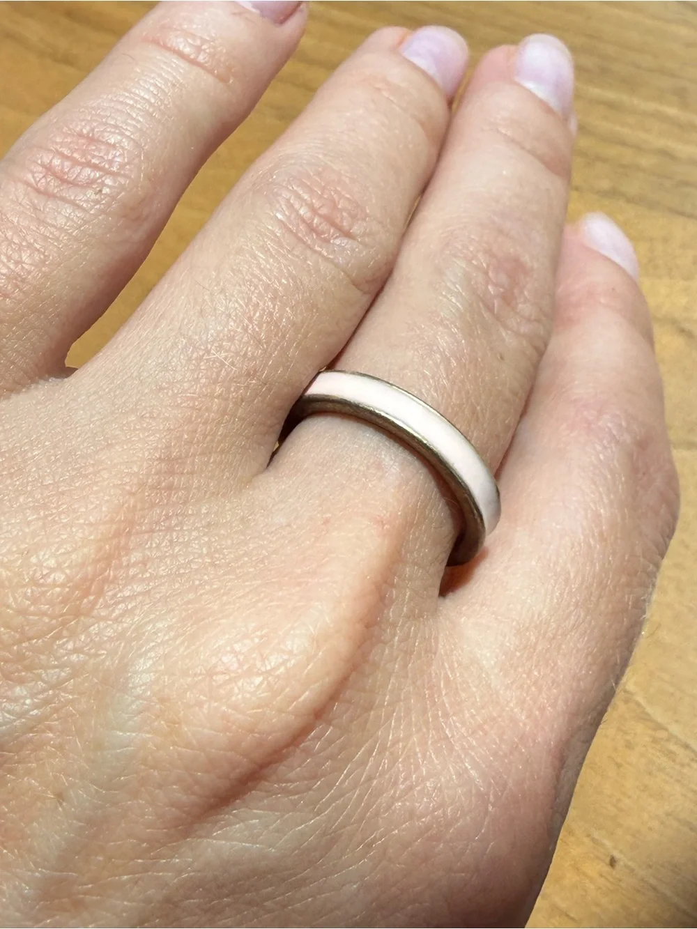 Minimalist Cream pink Band Ring for Women